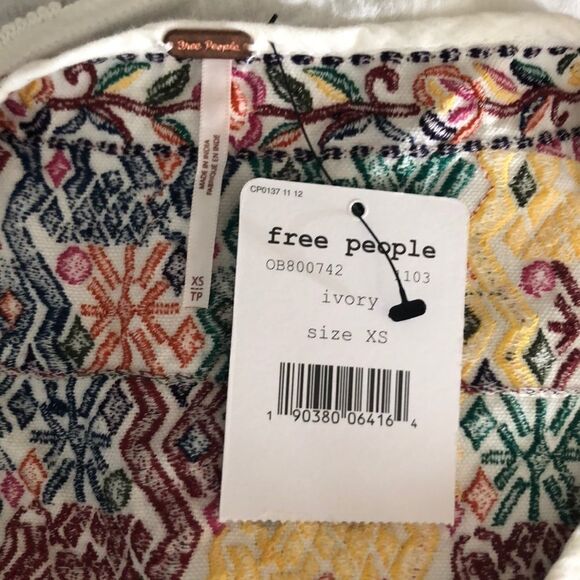 Free People Ivory Lohri Peasant Top Sz XS - Picture 8 of 8